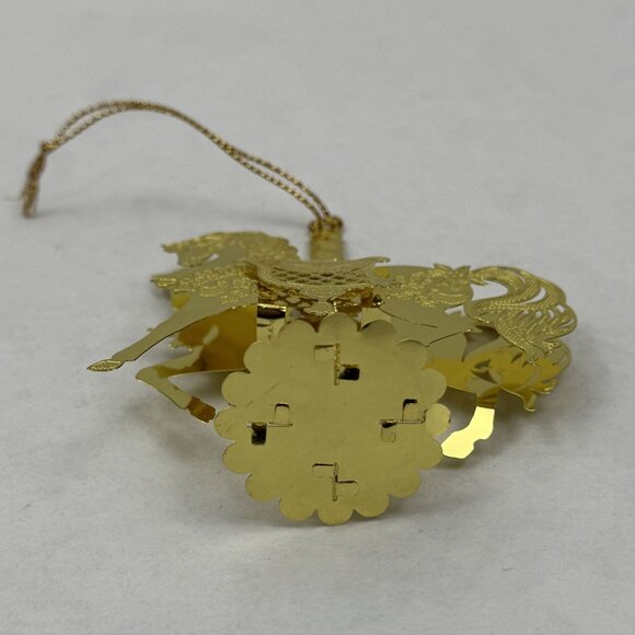 Vintage Gold-Tone Carousel Horse Ornament Intricate Detailing 3D Metal 3.5" - Picture 7 of 10